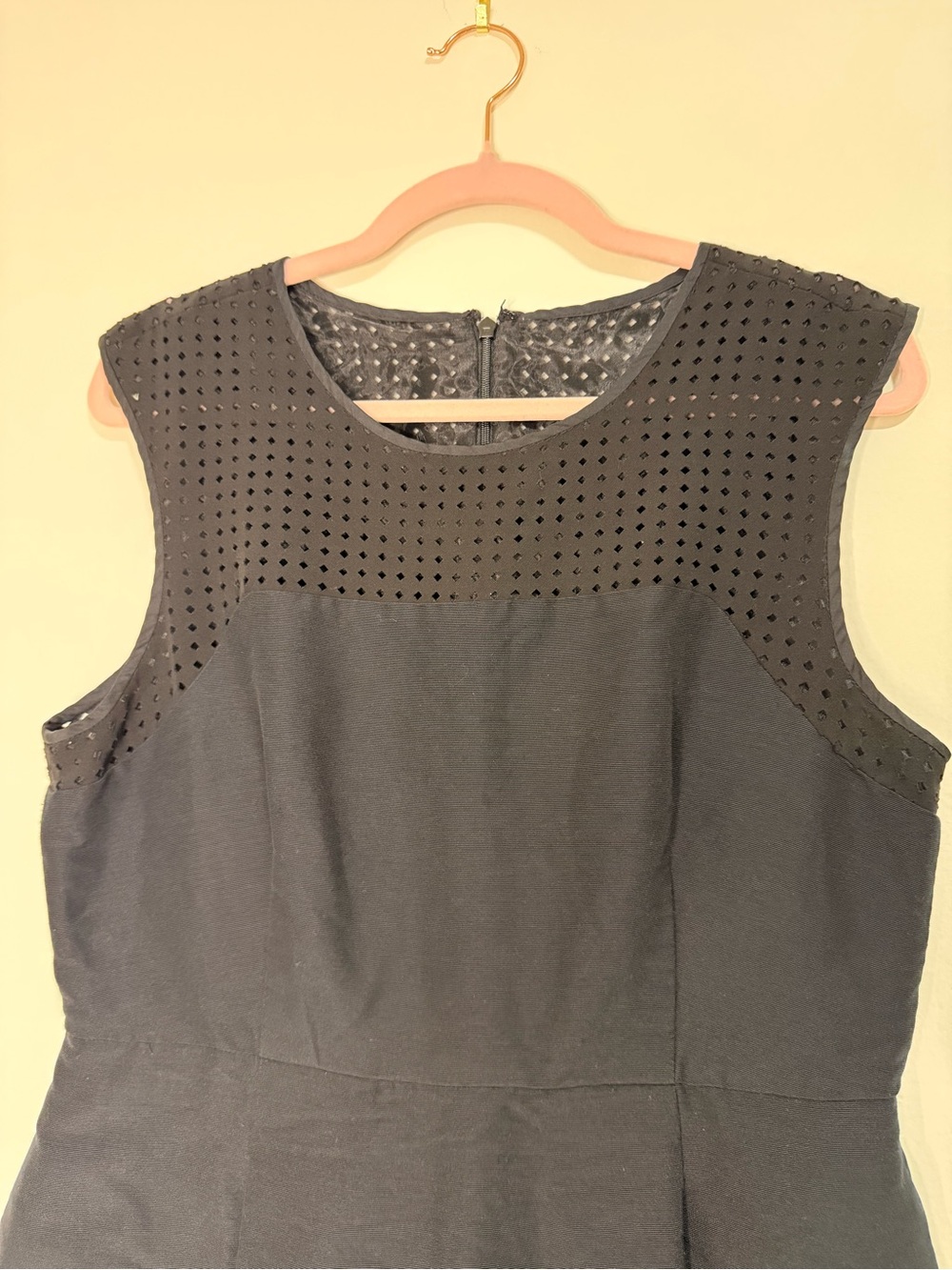 J. Crew Black Sleeveless Eyelet Yoke Tank